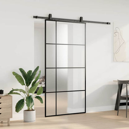 Porta Scorrevole con Ferramenta Nera 102,5x205 cm in Vetro ESG | homemem39