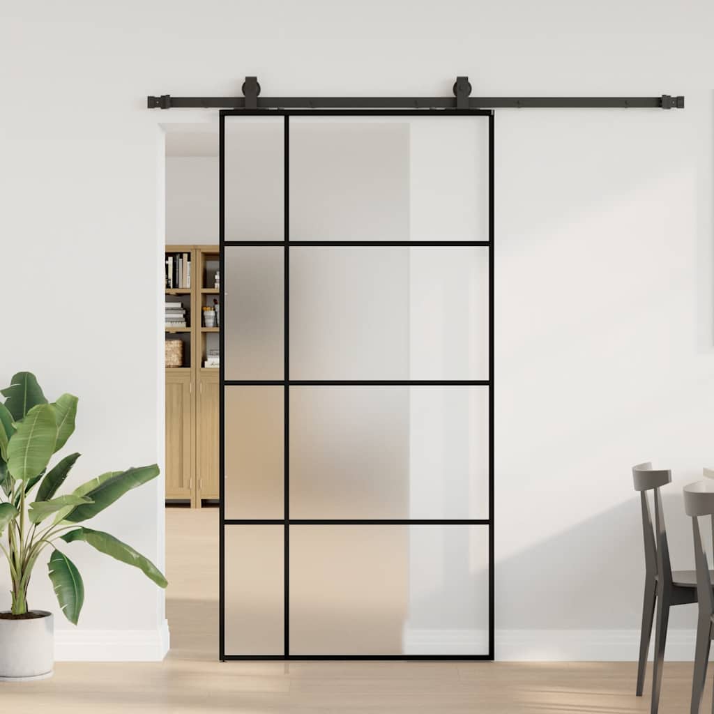 Porta Scorrevole con Ferramenta Nera 102,5x205 cm in Vetro ESG | homemem39