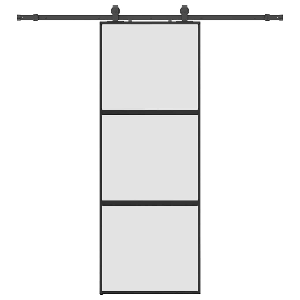 Porta Scorrevole Set Ferramenta Nera 76x205 cm Vetro Temperato | homemem39