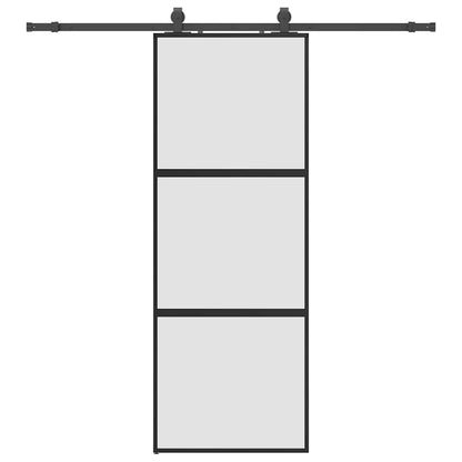 Porta Scorrevole Set Ferramenta Nera 76x205 cm Vetro Temperato | homemem39