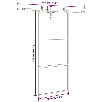 Porta Scorrevole Set Ferramenta Nera 90x205 cm Vetro Temperato | homemem39