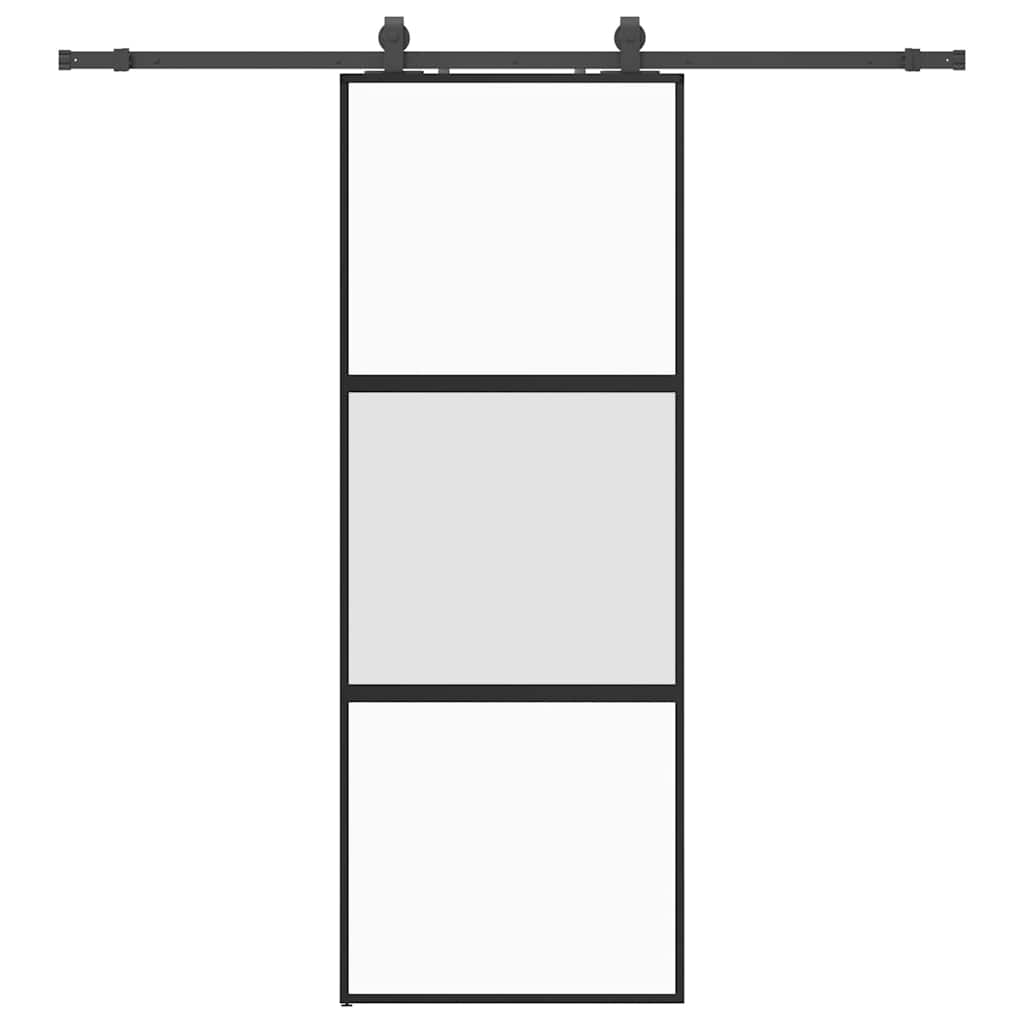 Porta Scorrevole Set Ferramenta Nera 76x205 cm Vetro Temperato