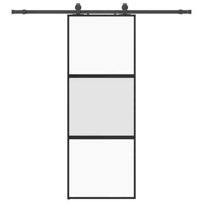 Porta Scorrevole Set Ferramenta Nera 76x205 cm Vetro Temperato