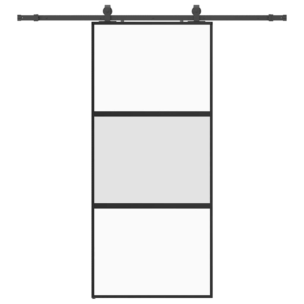 Porta Scorrevole Set Ferramenta Nera 90x205 cm Vetro Temperato | homemem39