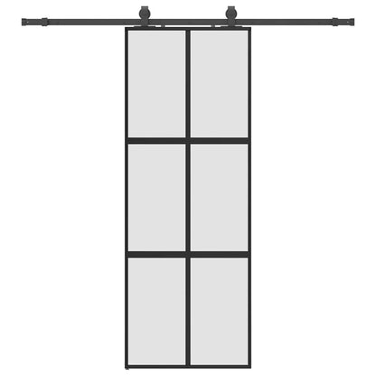 Porta Scorrevole Set Ferramenta Nera 76x205 cm Vetro Temperato | homemem39