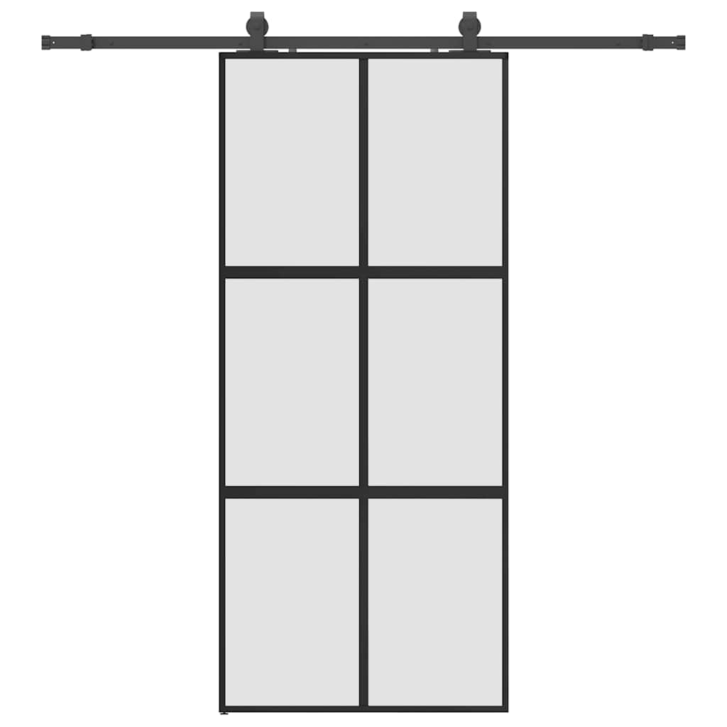 Porta Scorrevole Set Ferramenta Nera 90x205 cm Vetro Temperato | homemem39