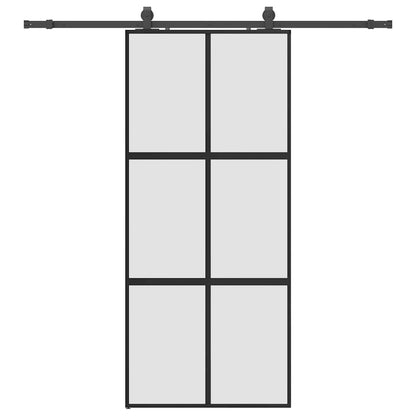 Porta Scorrevole Set Ferramenta Nera 90x205 cm Vetro Temperato | homemem39