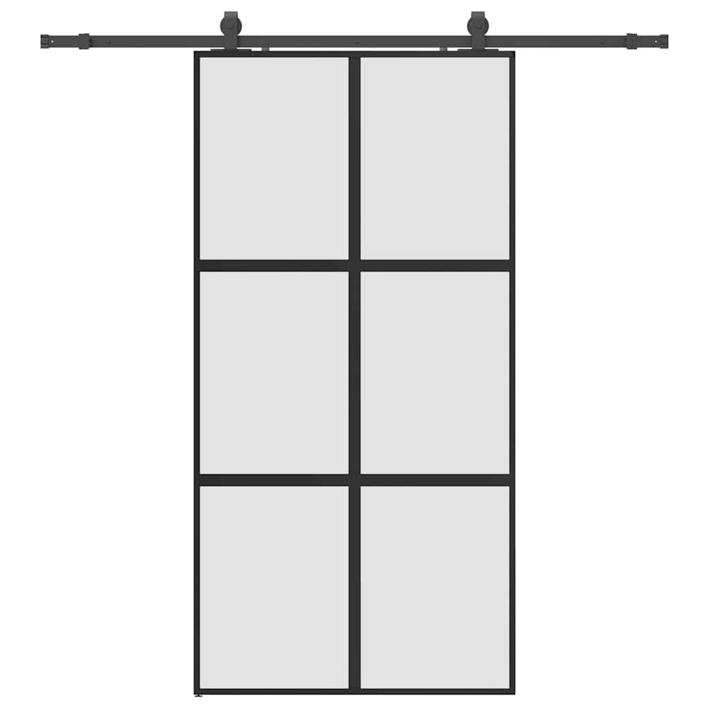 Porta Scorrevole Ferramenta Nera 102,5x205 cm Vetro Temperato | homemem39