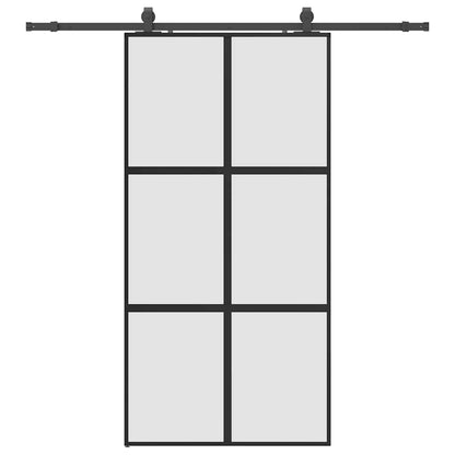Porta Scorrevole Ferramenta Nera 102,5x205 cm Vetro Temperato | homemem39