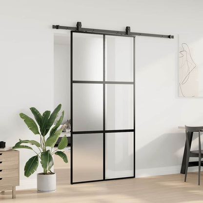 Porta Scorrevole Ferramenta Nera 102,5x205 cm Vetro Temperato | homemem39