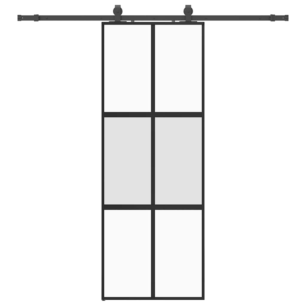 Porta Scorrevole Set Ferramenta Nera 76x205 cm Vetro Temperato | homemem39