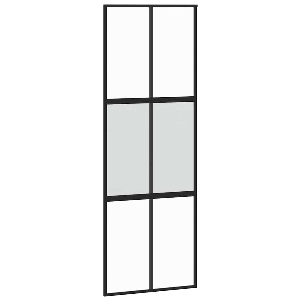 Porta Scorrevole Set Ferramenta Nera 76x205 cm Vetro Temperato | homemem39