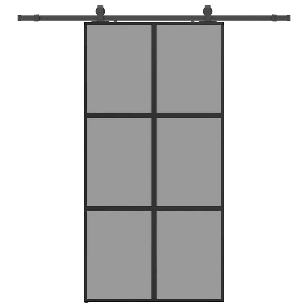 Porta Scorrevole Ferramenta Nera 102,5x205 cm Vetro Temperato | homemem39