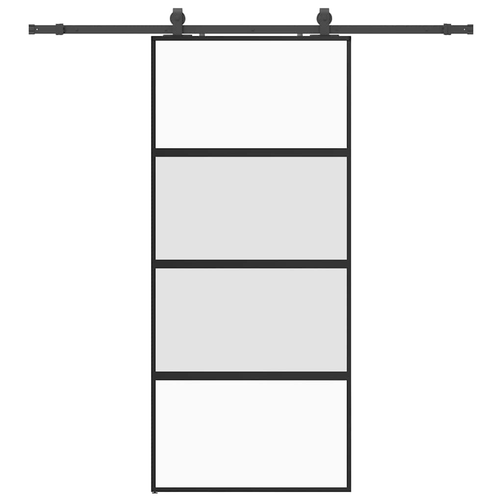 Porta Scorrevole Set Ferramenta Nera 90x205 cm Vetro Temperato | homemem39
