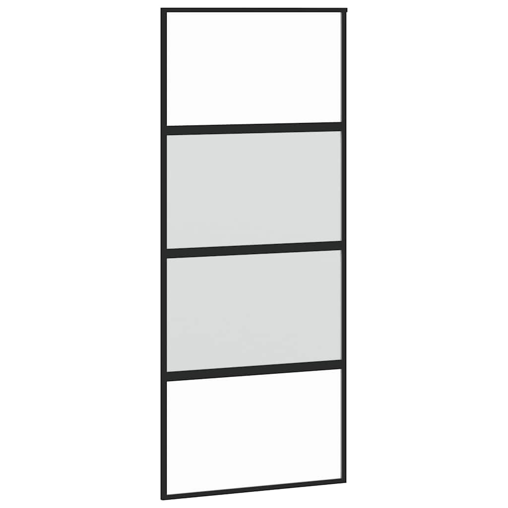 Porta Scorrevole Set Ferramenta Nera 90x205 cm Vetro Temperato