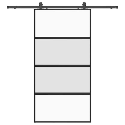 Porta Scorrevole Ferramenta Nera 102,5x205 cm Vetro Temperato
