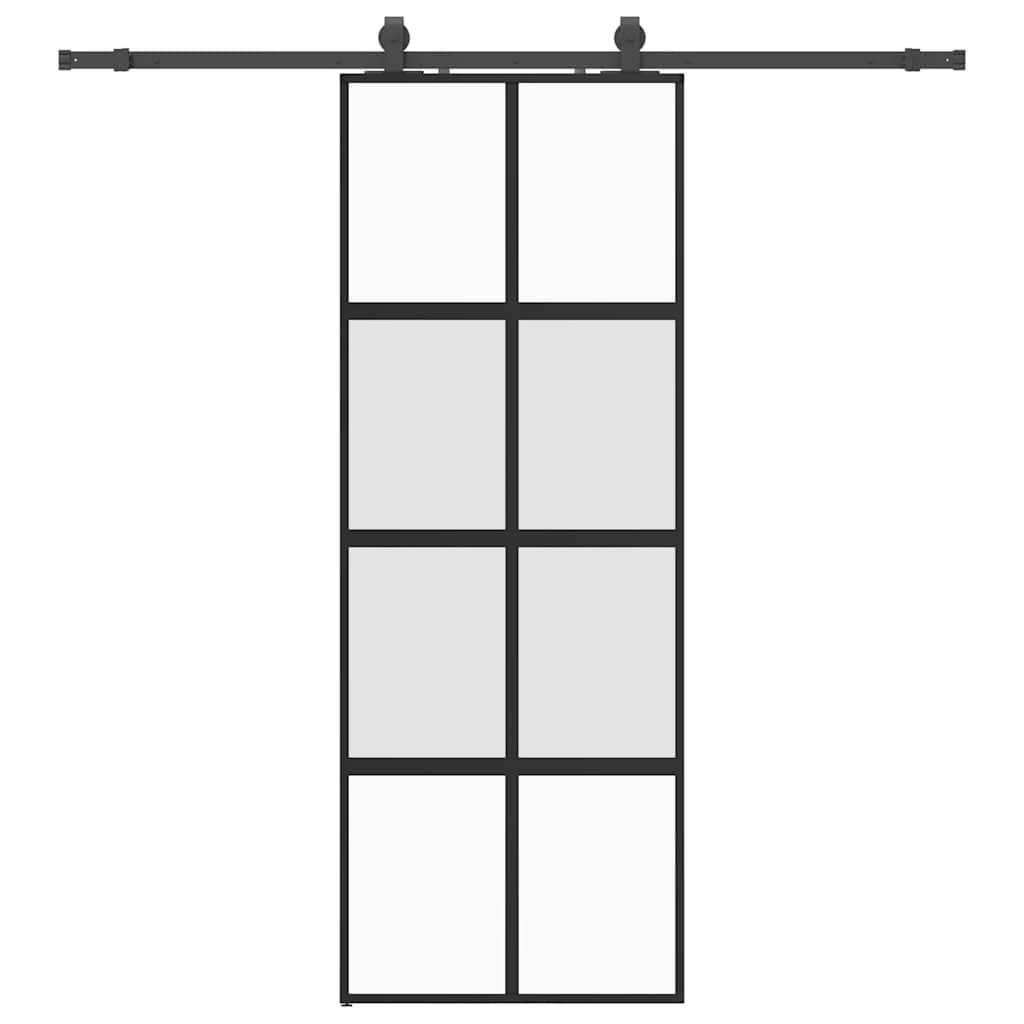 Porta Scorrevole Set Ferramenta Nera 76x205 cm Vetro Temperato | homemem39