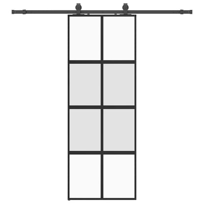 Porta Scorrevole Set Ferramenta Nera 76x205 cm Vetro Temperato | homemem39