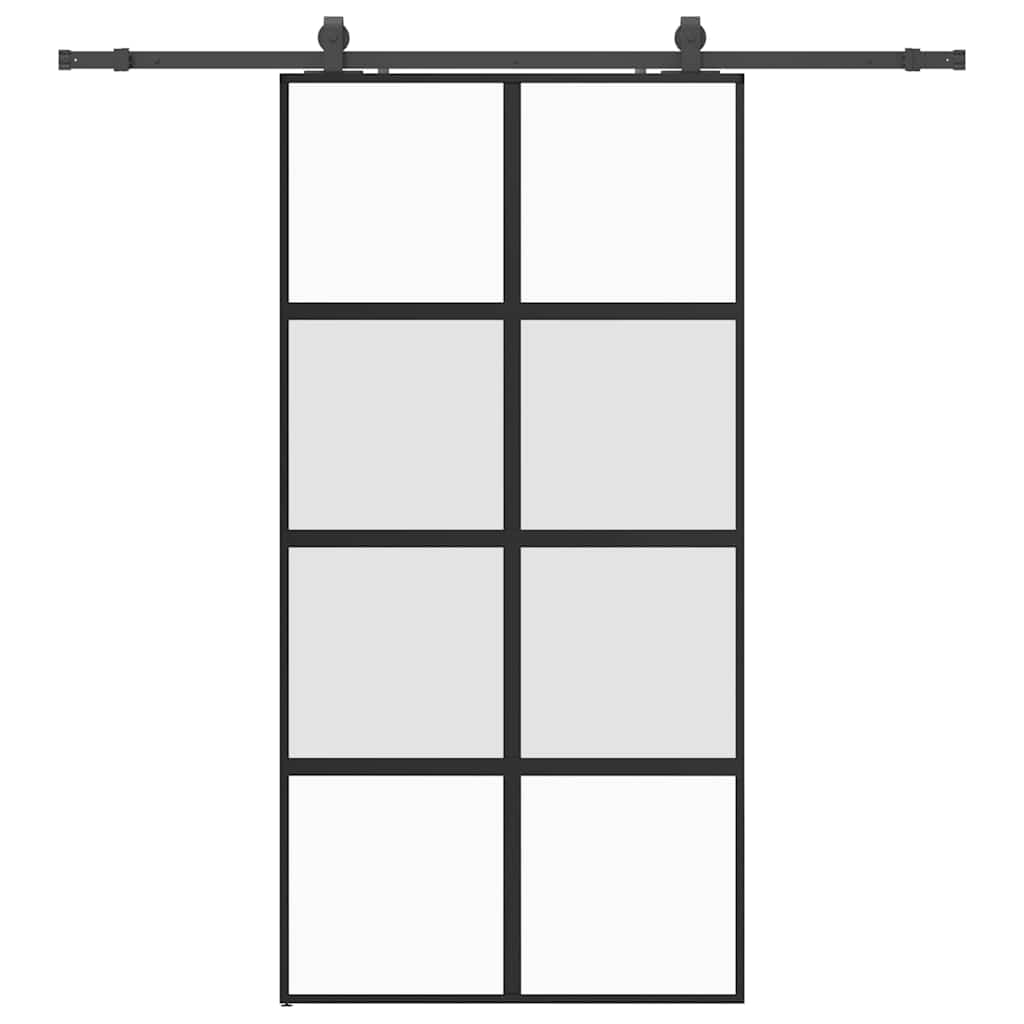 Porta Scorrevole Ferramenta Nera 102,5x205 cm Vetro Temperato | homemem39