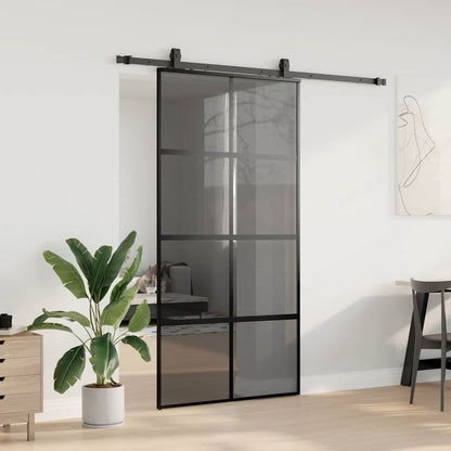 Porta Scorrevole Ferramenta Nera 102,5x205 cm Vetro Temperato | homemem39