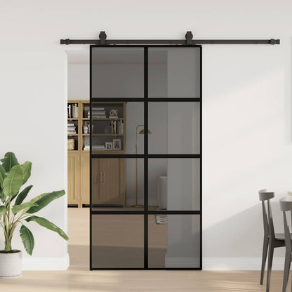 Porta Scorrevole Ferramenta Nera 102,5x205 cm Vetro Temperato | homemem39