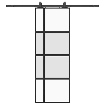 Porta Scorrevole Set Ferramenta Nera 76x205 cm Vetro Temperato