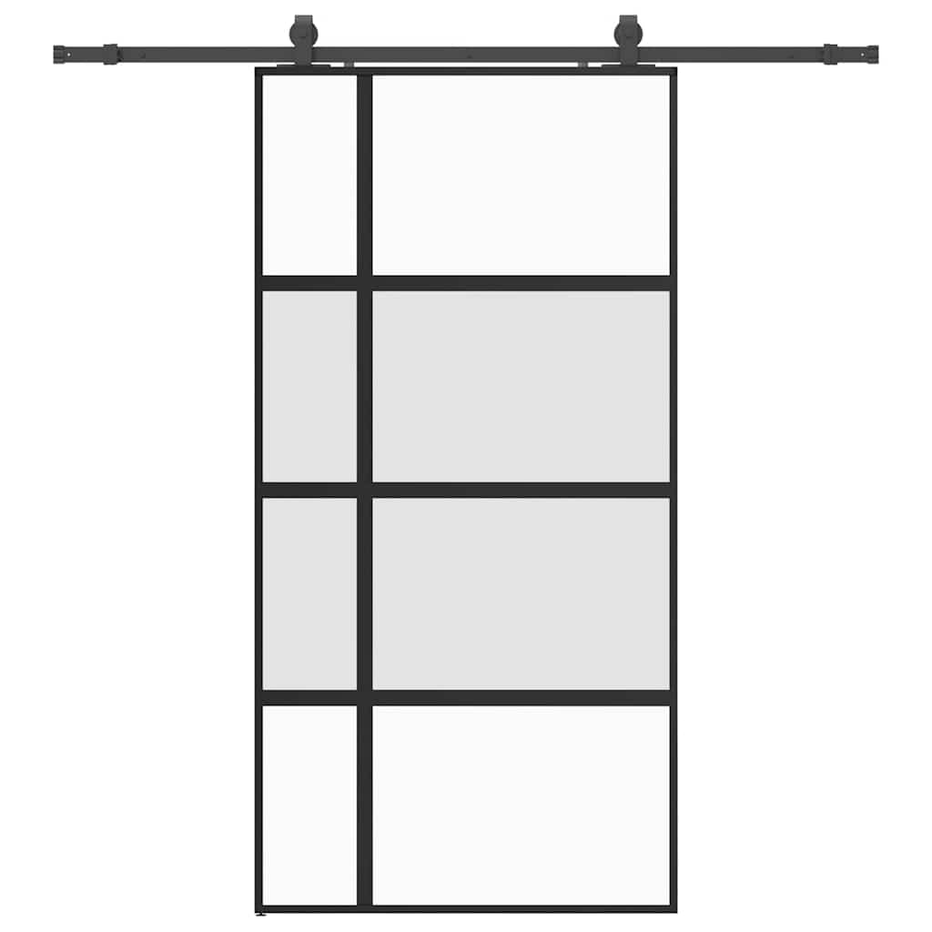 Porta Scorrevole Ferramenta Nera 102,5x205 cm Vetro Temperato | homemem39