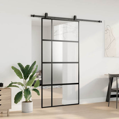 Porta Scorrevole Ferramenta Nera 102,5x205 cm Vetro Temperato | homemem39