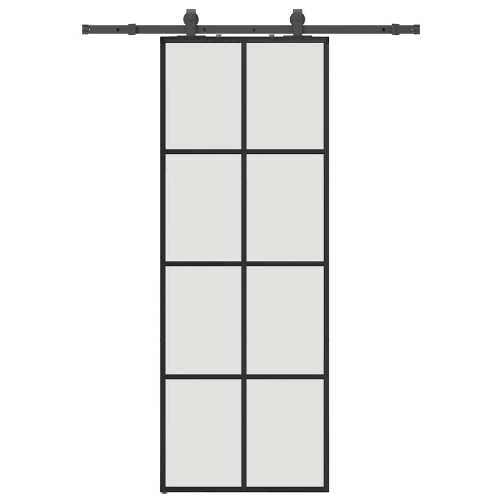 Porta Scorrevole con Ferramenta Nera 76x205 cm in Vetro ESG | homemem39