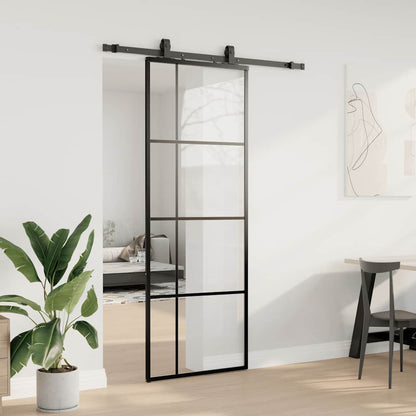 Porta Scorrevole con Ferramenta Nera 76x205 cm in Vetro ESG | homemem39