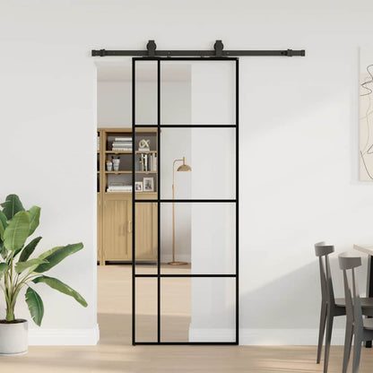 Porta Scorrevole con Ferramenta Nera 76x205 cm in Vetro ESG | homemem39