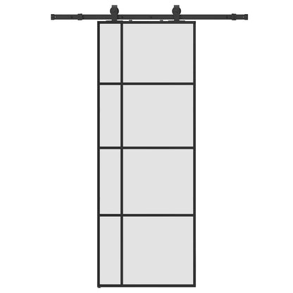 Porta Scorrevole con Ferramenta Nera 76x205 cm in Vetro ESG | homemem39