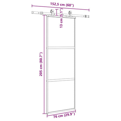 Porta Scorrevole Set Ferramenta Nera 76x205 cm Vetro Temperato | homemem39