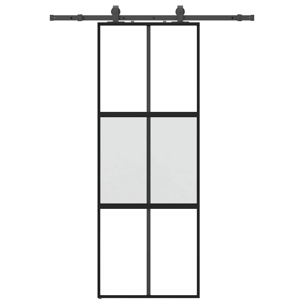 Porta Scorrevole Set Ferramenta Nera 76x205 cm Vetro Temperato | homemem39