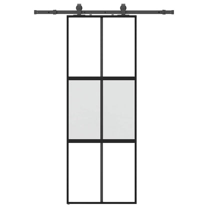Porta Scorrevole Set Ferramenta Nera 76x205 cm Vetro Temperato | homemem39