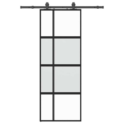 Porta Scorrevole Set Ferramenta Nera 76x205 cm Vetro Temperato | homemem39