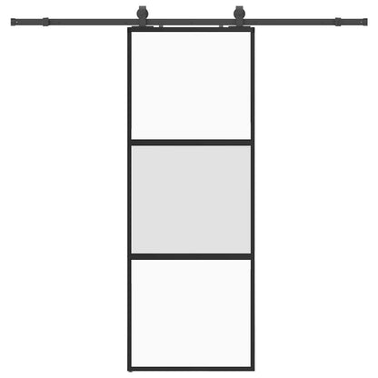 Porta Scorrevole Set Ferramenta Nera 76x205 cm Vetro Temperato | homemem39