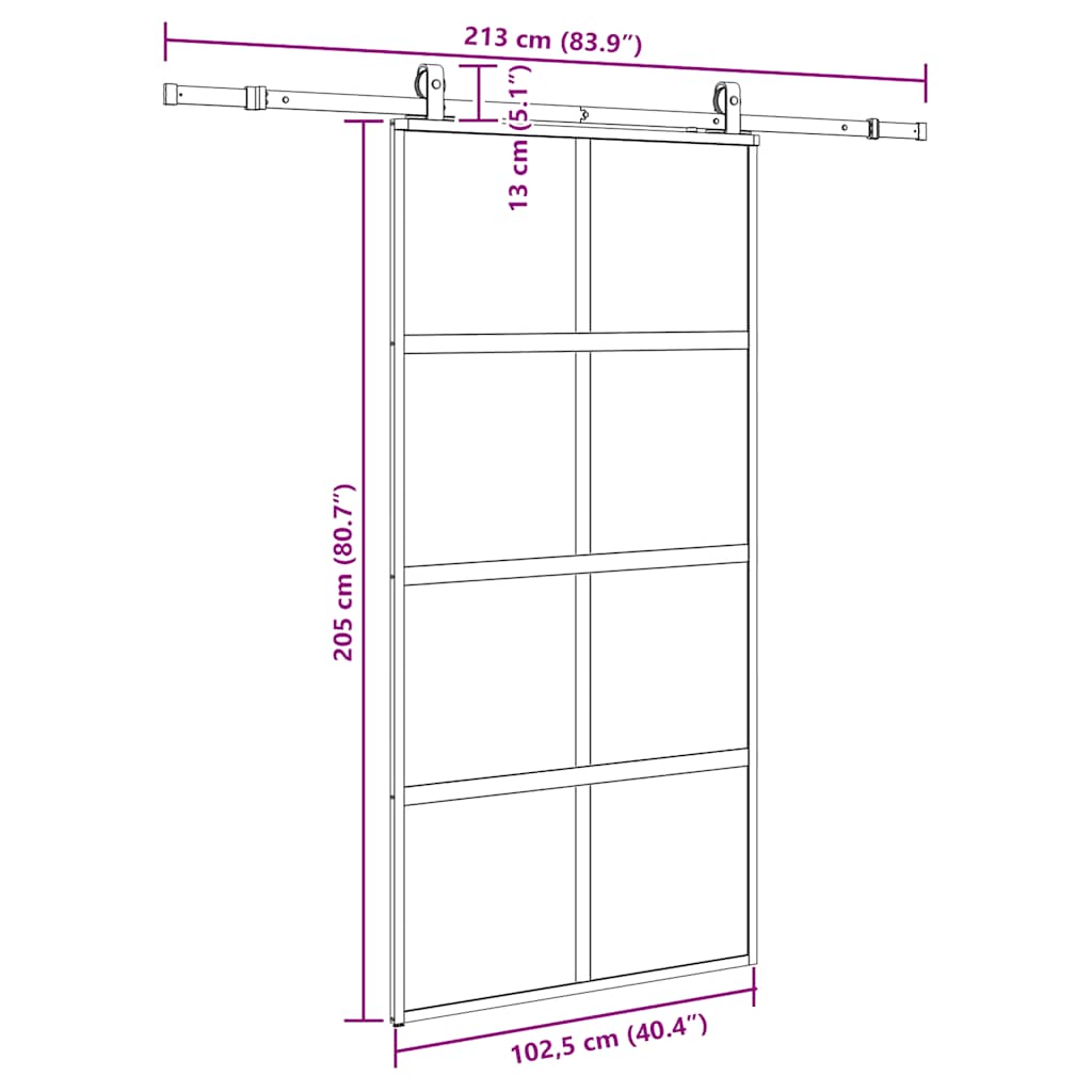 Porta Scorrevole Ferramenta Nera 102,5x205 cm Vetro Temperato | homemem39