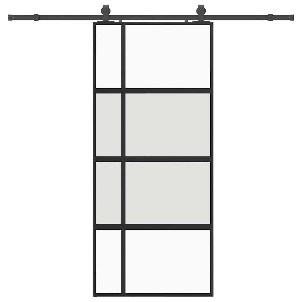 Porta Scorrevole Set Ferramenta Nera 90x205 cm Vetro Temperato | homemem39