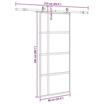 Porta Scorrevole Set Ferramenta Nera 90x205 cm Vetro Temperato | homemem39