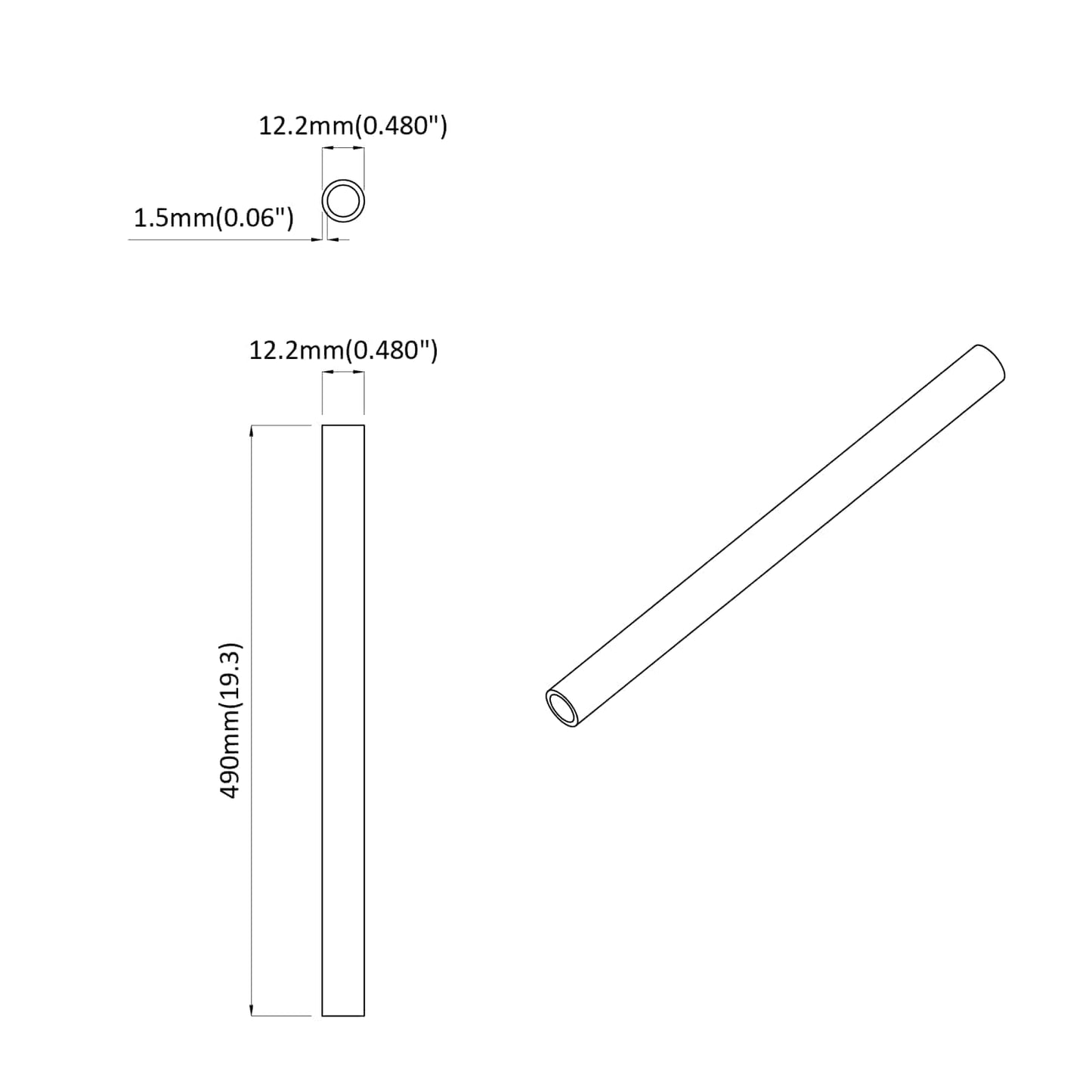 Tubo PVC 12 pcs Bianco 12,2 x 1,8 x 500 mm PP e PE