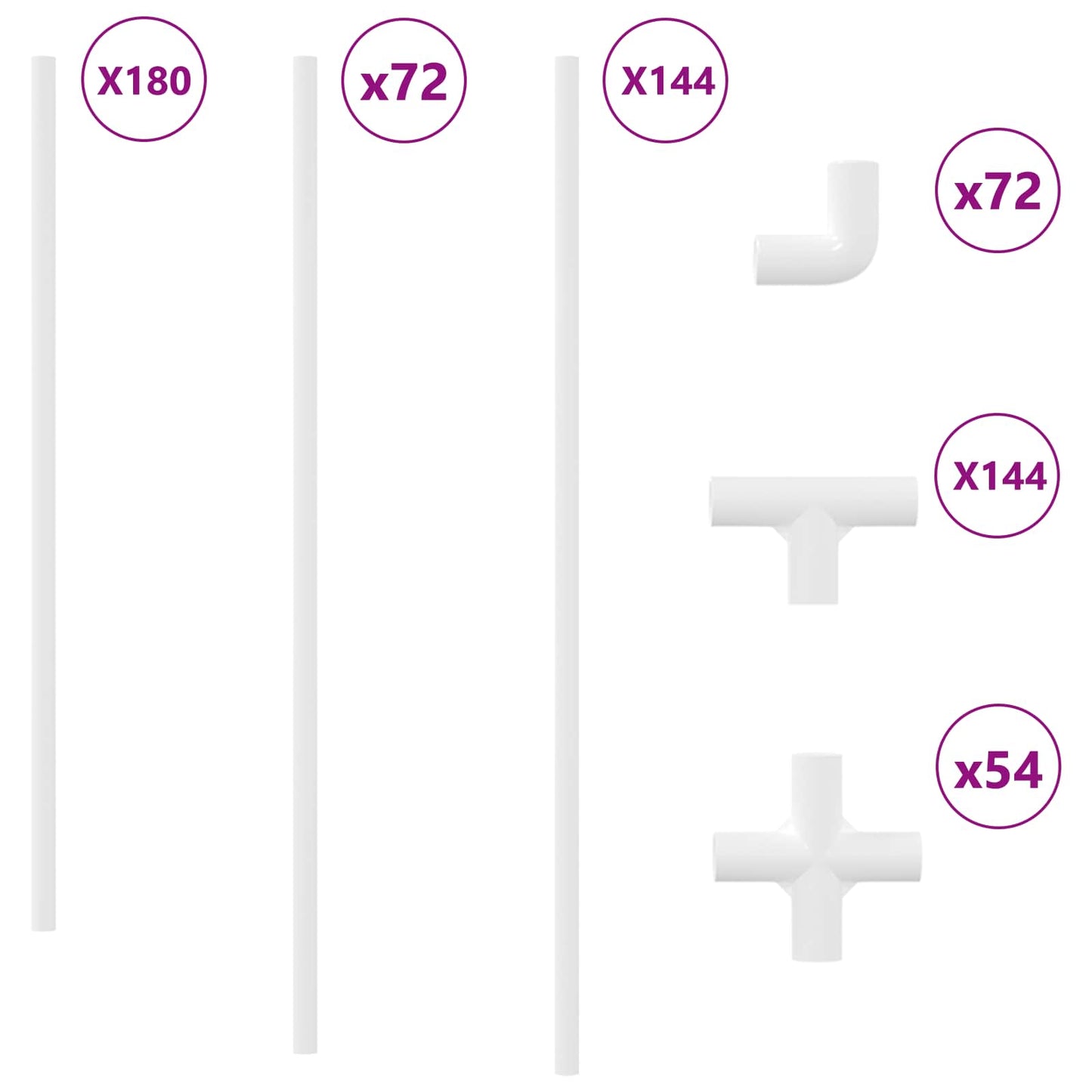 Tubo PVC 29 pcs Bianco Mterialpp e PE