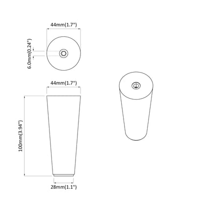 Piedini per mobili 2 pcs Marrone Ø 44 x 100 mm | homemem39