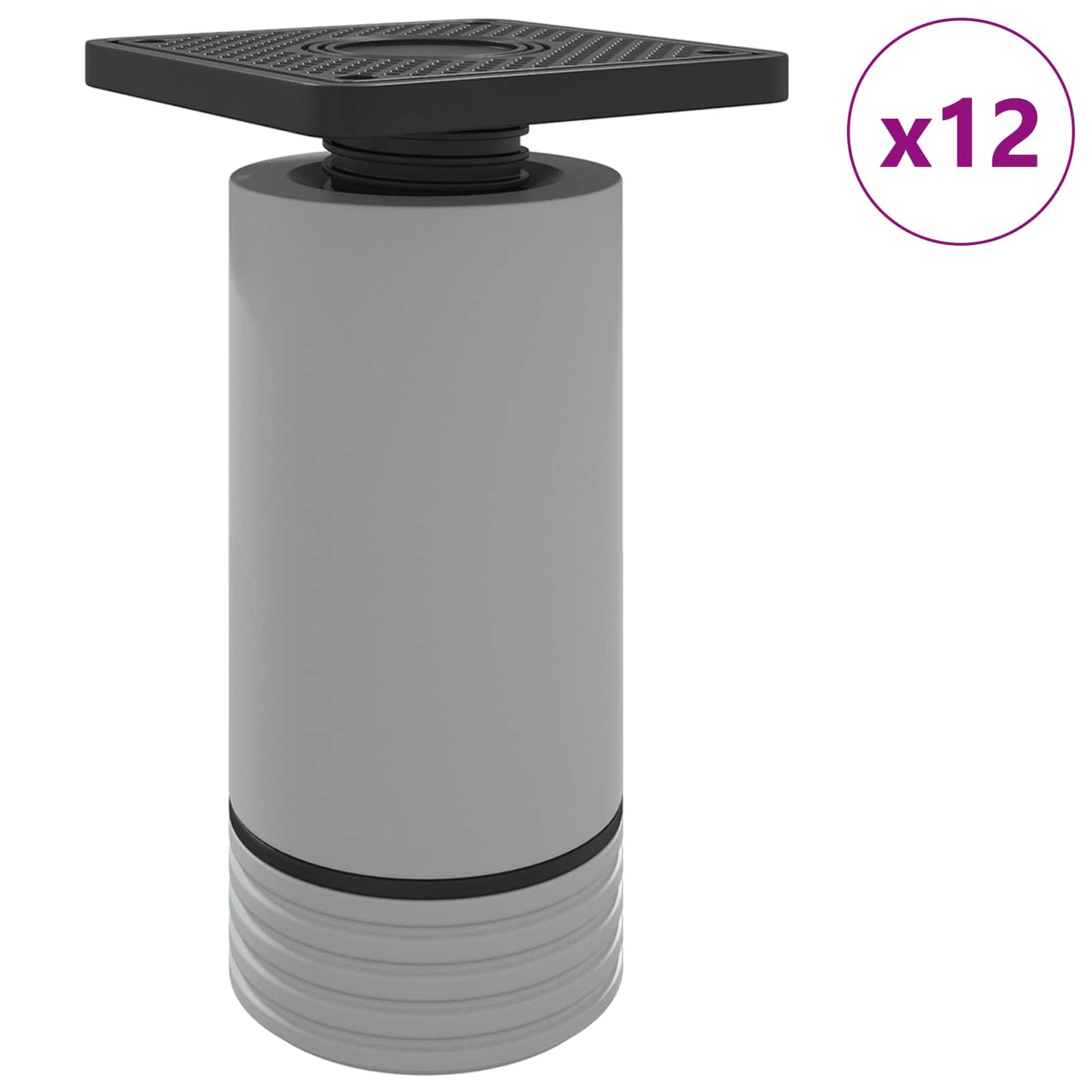 Piedini per mobili Regolabile 12 pcs Bianco 64 x 64 x 100 mm PP