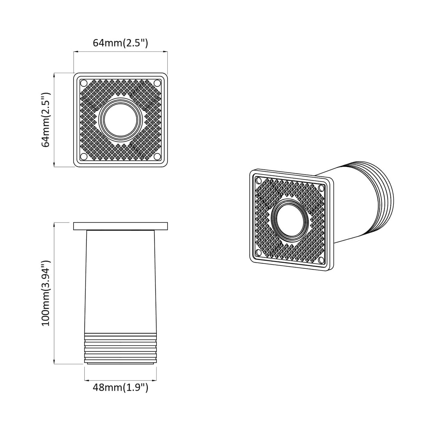 Piedini per mobili Regolabile 12 pcs Bianco 64 x 64 x 100 mm PP | homemem39