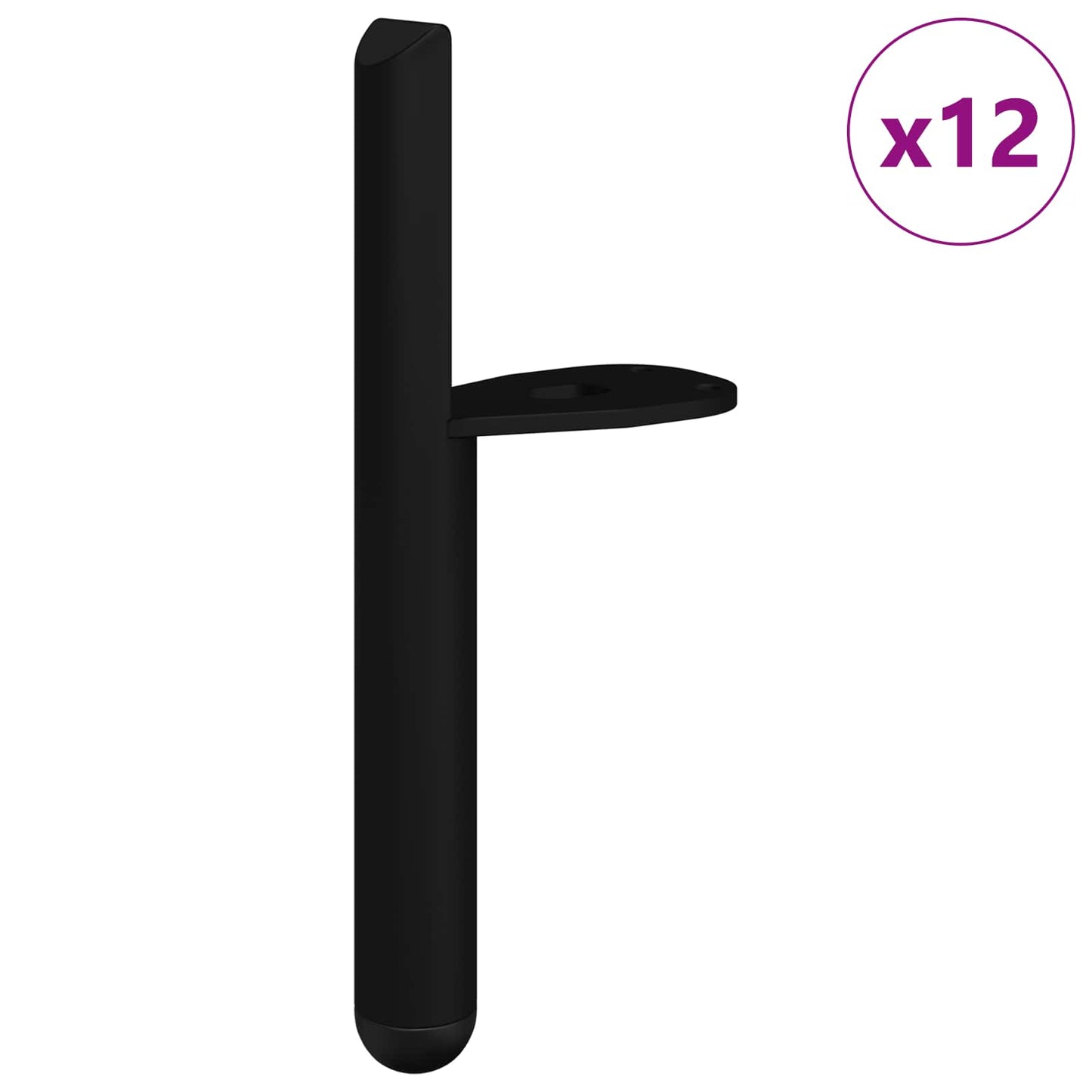 Piedini per mobili 12 pcs Nero 66 x 36 x 160 mm Ferro | homemem39