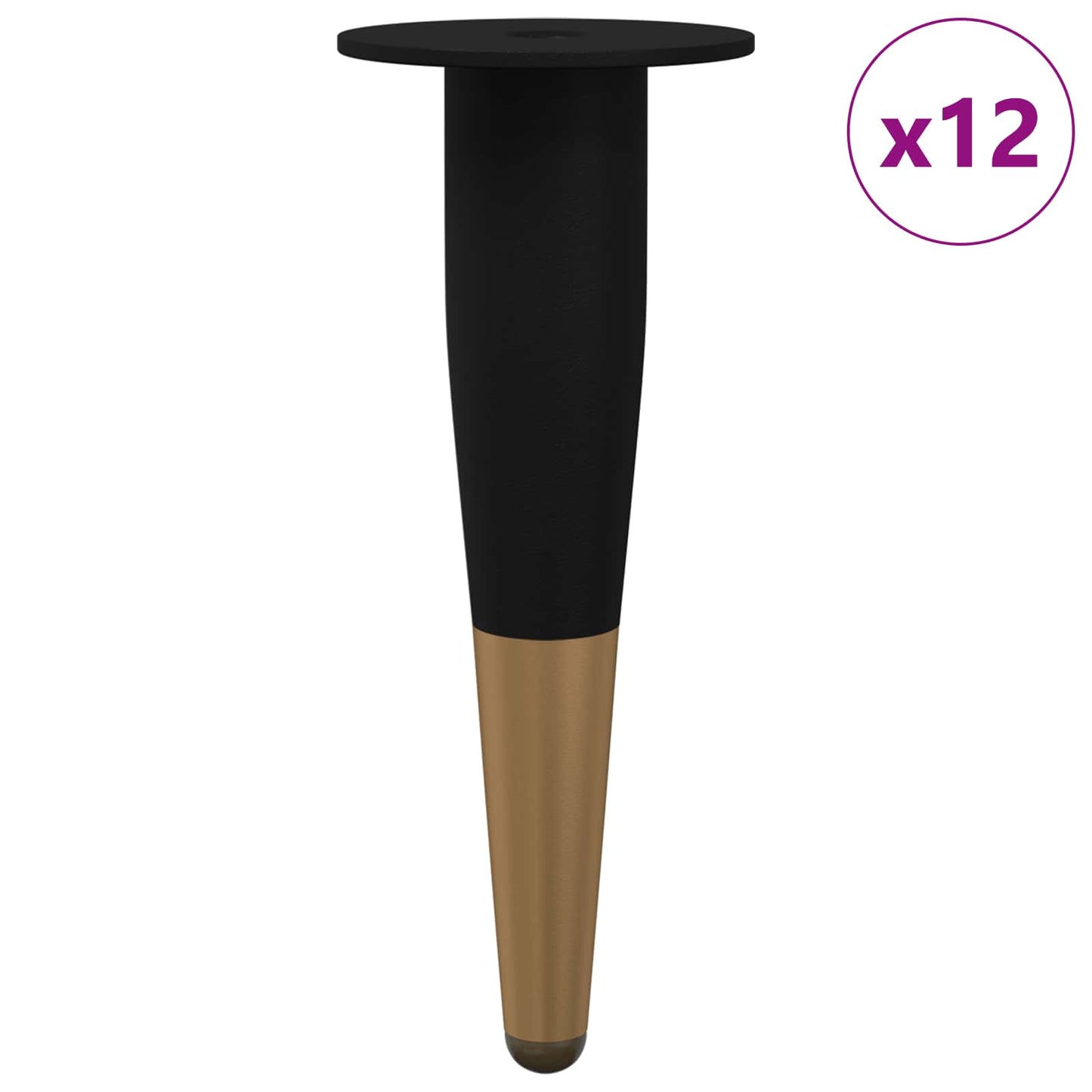 Piedini per mobili 12 pcs Nero e Oro Ø 40 x 98 mm Ferro