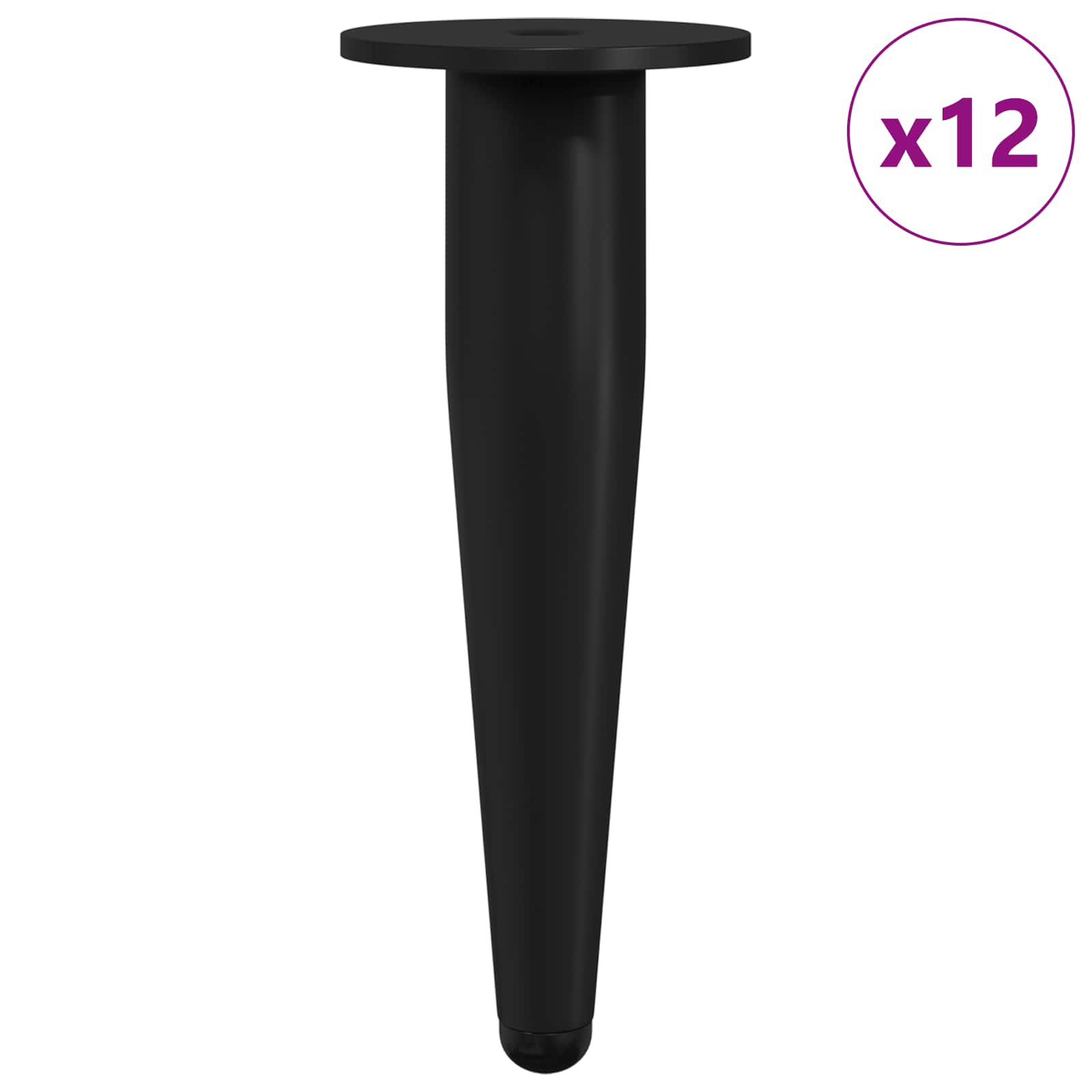 Piedini per mobili 12 pcs Nero Ø 40 x 98 mm Ferro | homemem39