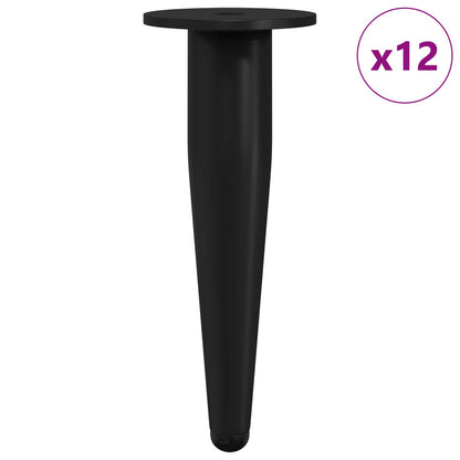 Piedini per mobili 12 pcs Nero Ø 40 x 98 mm Ferro | homemem39