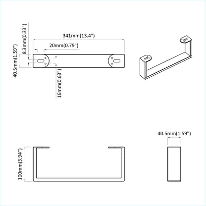 Piedini per mobili 12 pcs Nero 341 x 40,5 x 100 mm Ferro | homemem39